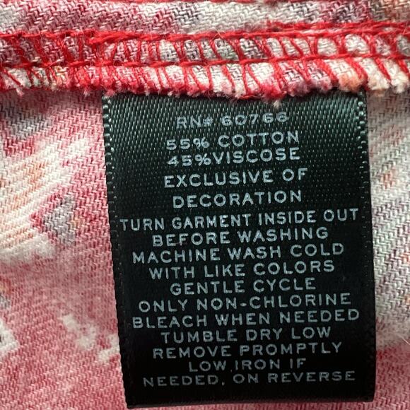 Lauren Ralph Lauren Womens Red Paisley Sleep Shirt Chest Gold Emblem Sz L Prepp - Picture 8 of 12